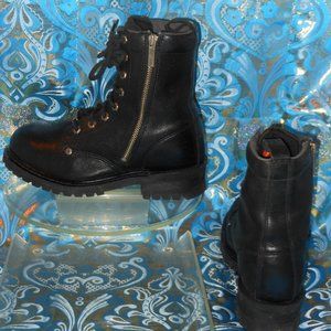 HARLEY DAVIDSON BLACK LEATHER ANKLE BOOTS SIZE 10